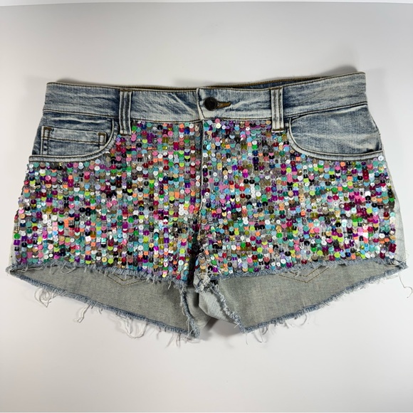 Joe's Jeans Pants - Joe's Jeans Sequin Beaded Denim Cutoff Shorts Size 27 Rare Excellent Mint